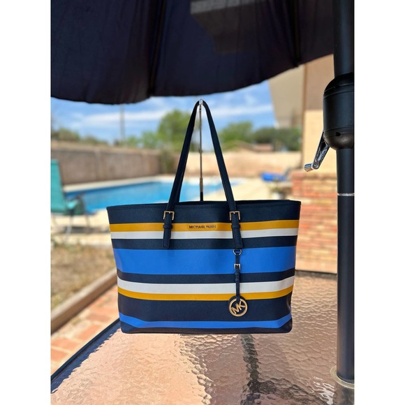 Michael Kors Handbags - Michael Kors Jet Set Striped Travel Tote